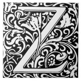 William Morris Arts och Crafts Monogram Brev Z Kakelplatta