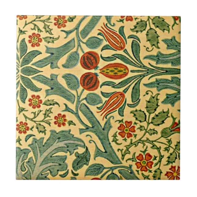 William Morris - Autumn Flower mönster Kakelplatta (Framsidan)