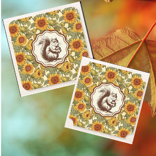 William Morris Autumn Sunwers Squirrel Retro Underlägg Papper