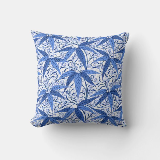 William Morris Bamboo Print, Cobalt Blue & White Kudde (Framsida)