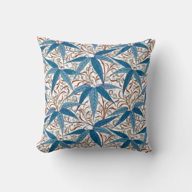 William Morris Bamboo Print, Denim Blue & White Kudde (Framsida)