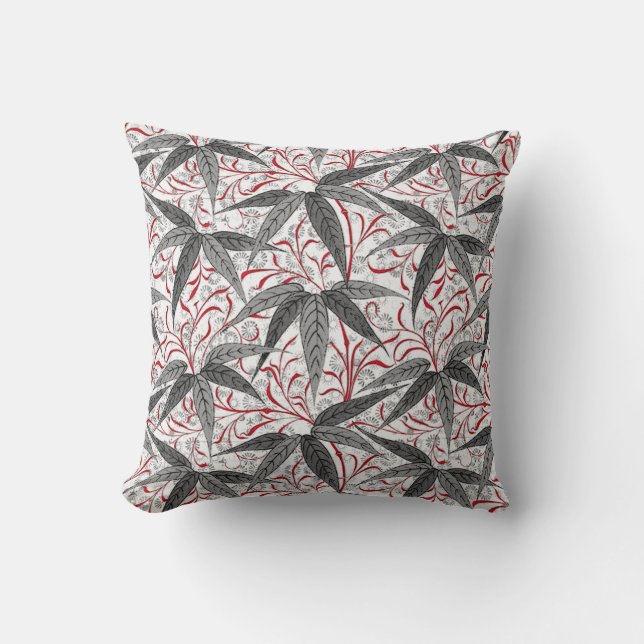 William Morris Bamboo Print, Grått and White Kudde (Framsida)