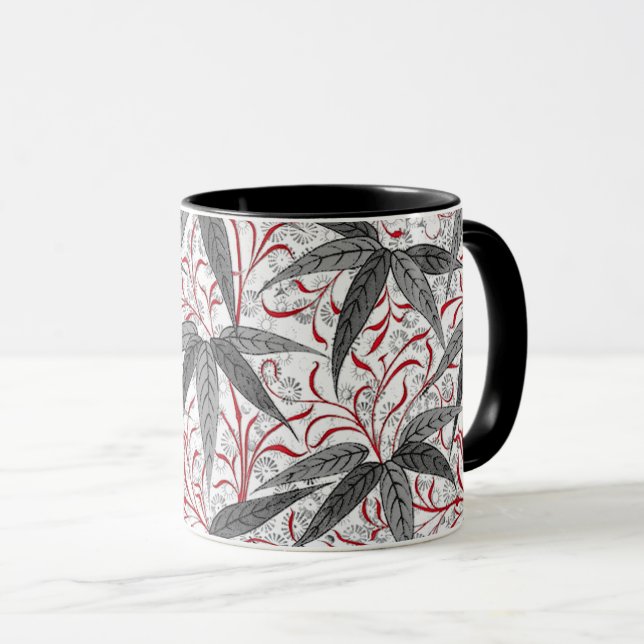 William Morris Bamboo Print, Grått and White Mugg (Framsida höger)