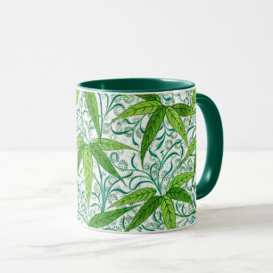 William Morris Bamboo Print, Grönt and White Mugg