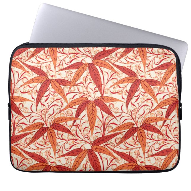 William Morris Bamboo Print, Mandarin Orange Laptop Sleeve (Framsidan)