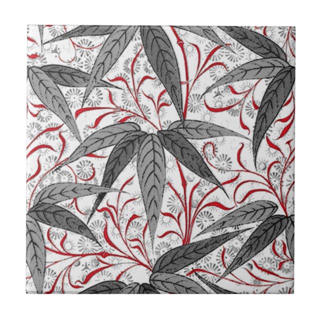 William Morris bambutryck, grått och vit Kakelplatta (Framsidan)