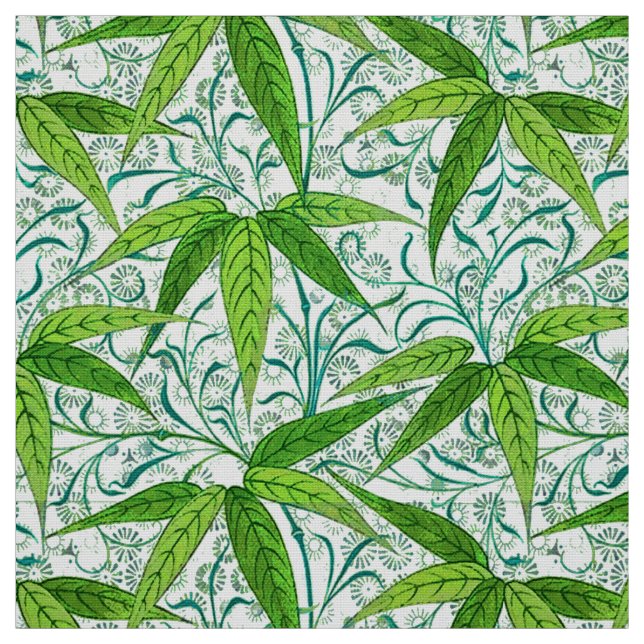 William Morris bambutryck, grönt och vit Tyg (Provkarta)