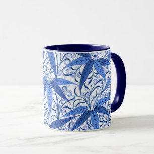 William Morris bambutryck, koboltblått & vit Mugg