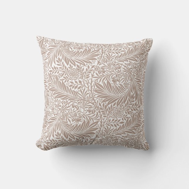 William Morris Beige Larkspur Mönster Kudde (Framsida)