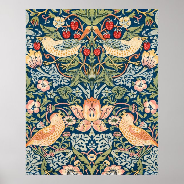 William Morris berömda Strawberry Thief-mönster  Poster (Framsidan)