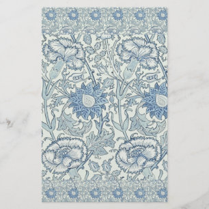 William Morris Bevackra blommönster, blått, ro Brevpapper