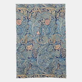 William Morris Bevackra Blommönster Blue Rosa Kökshandduk