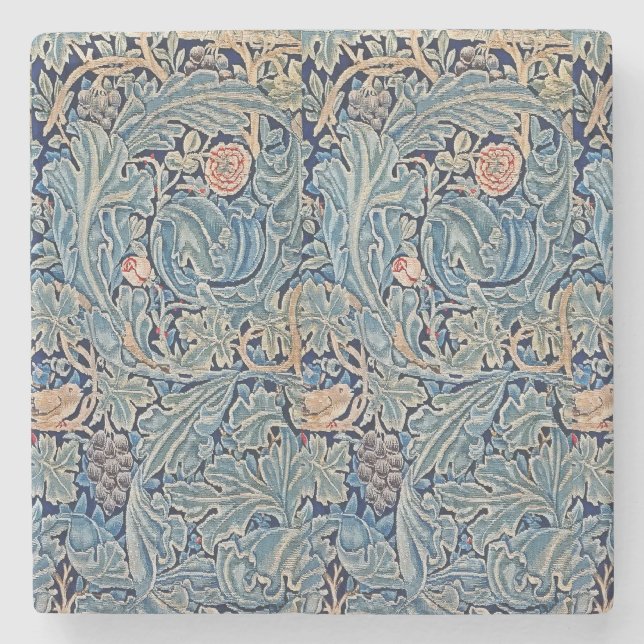 William Morris Bevackra Blommönster Blue Rosa Stenunderlägg (Framsidan)