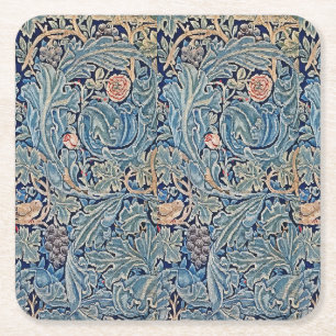 William Morris Bevackra Blommönster Blue Rosa Underlägg Papper Kvadrat