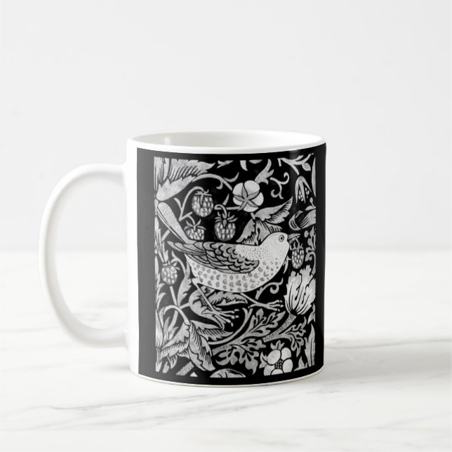 William Morris Bird & Flower Tile, Black and White Kaffemugg (Vänster)