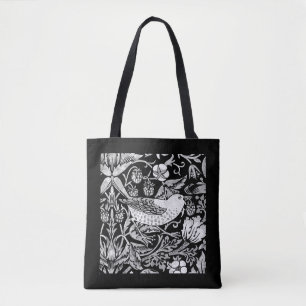 William Morris Bird & Flower Tile, Black and White Tygkasse