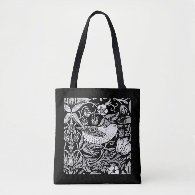 William Morris Bird & Flower Tile, Black and White Tygkasse (Framsida)