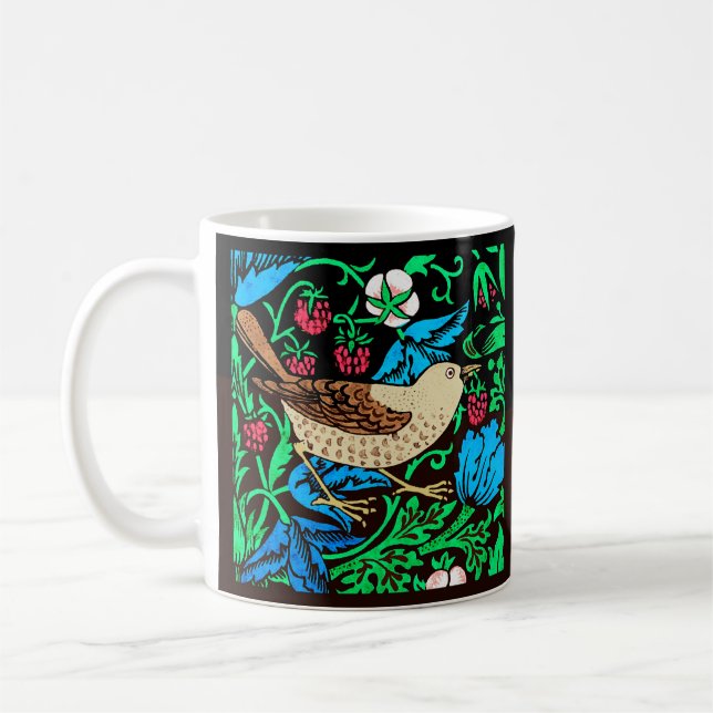 William Morris Bird & Flower Tile, Blue and Black Kaffemugg (Vänster)