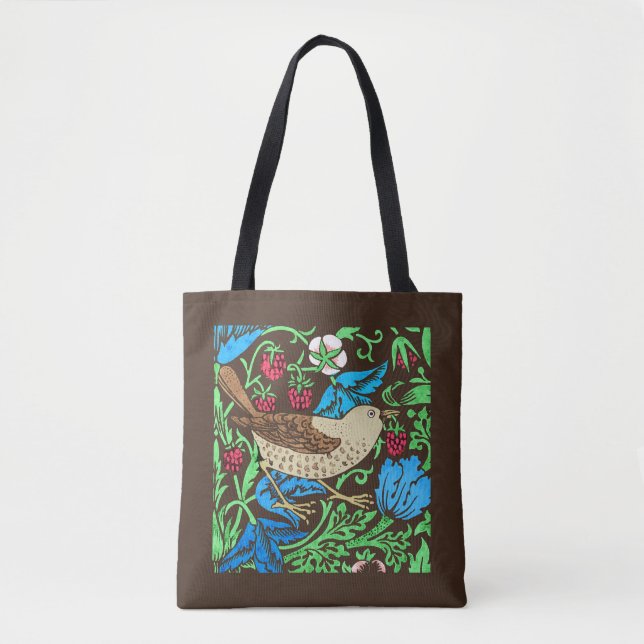 William Morris Bird & Flower Tile, Blue & Brown Tygkasse (Framsida)