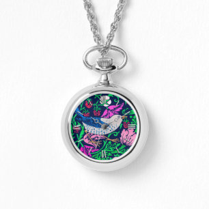 William Morris Bird & Flower Tile, Navy & Fuchsia Armbandsur
