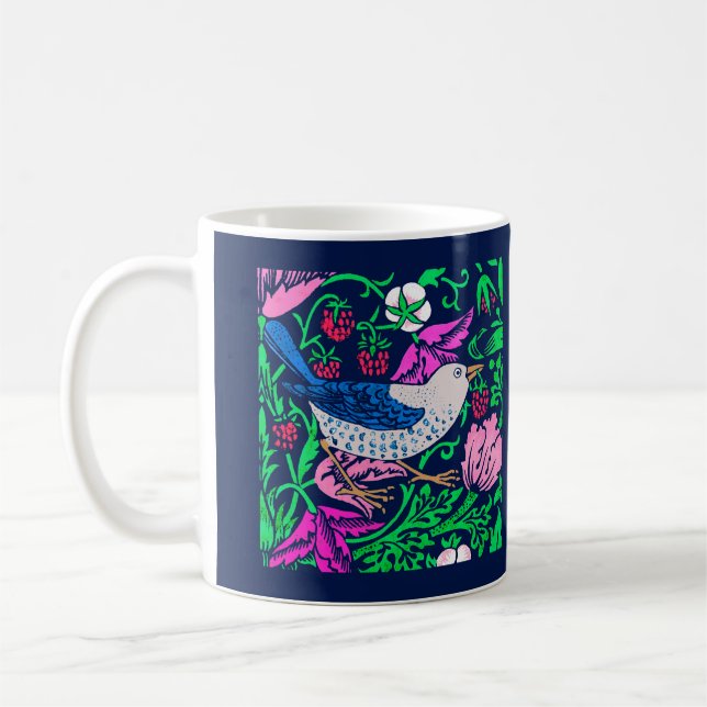 William Morris Bird & Flower Tile, Navy & Fuchsia Kaffemugg (Vänster)