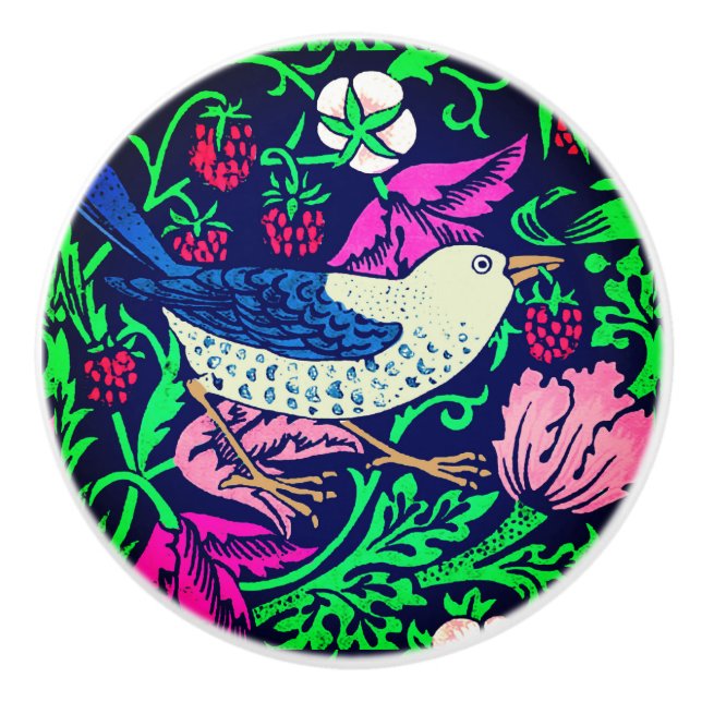 William Morris Bird & Flower Tile, Navy & Fuchsia Knopp (Framsidan)