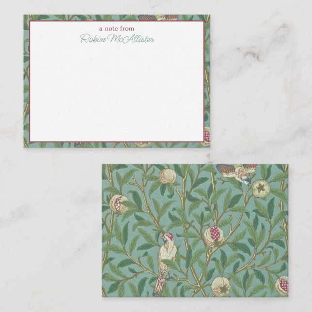 William Morris, Birds and Pommegrenates - Grönt Anteckningskort (Fram/baksida)