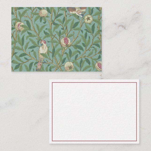 William Morris, Birds and Pommegrenates - Grönt Anteckningskort (Fram/baksida)