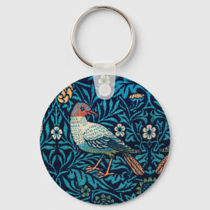 William Morris Birds Art nouveau Blommönster Nyckelring