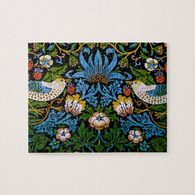 William Morris Birds Flowers Strawbär Bra Pussel (Horisontell)
