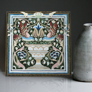 William Morris Birds Garden Flowers Art nouveau Kakelplatta
