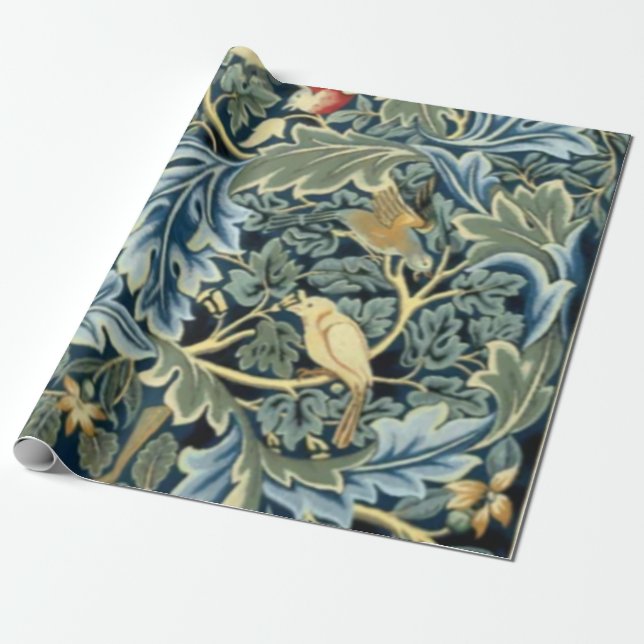 William Morris Birds och Acanthus Presentpapper (Utrullad)