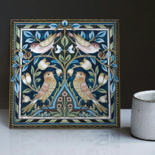 William Morris Birds och Tulips Art nouveau Kakelplatta