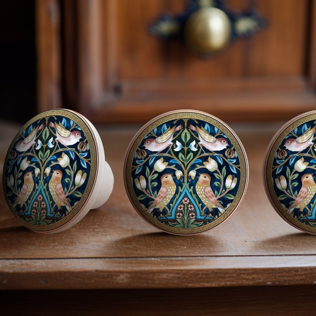 William Morris Birds och Tulips Art nouveau Knopp (Skapare uppladdad)