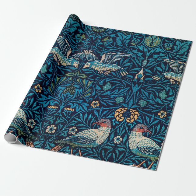 William Morris Birds Presentpapper (Utrullad)