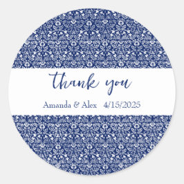 William Morris blå blommönster personlig Runt Klistermärke