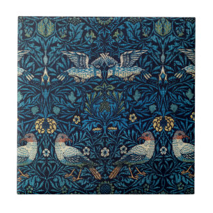 William Morris Blå Fåglar Blommig Gobeläng Klassik Kakelplatta
