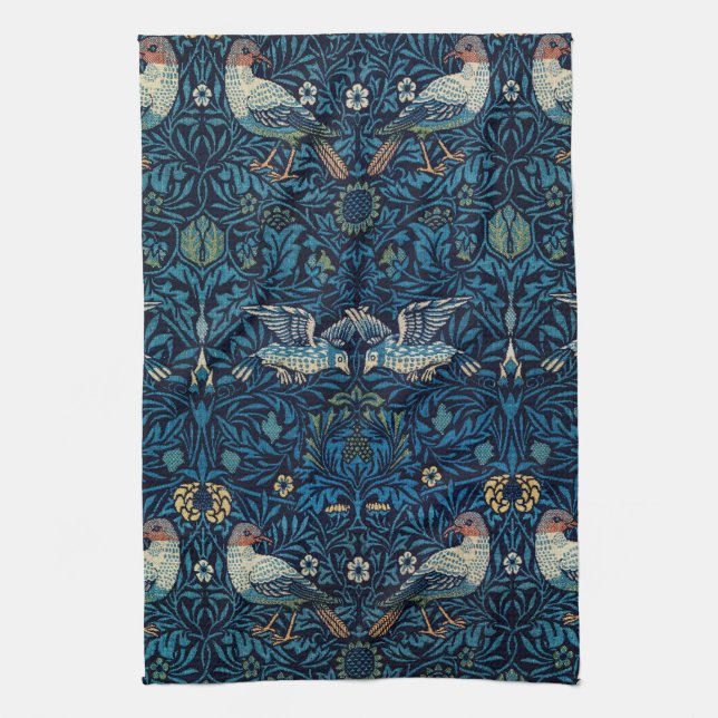 William Morris Blå Fåglar Blommig Gobeläng Klassik Kökshandduk (Vertikal)