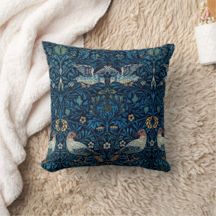 William Morris Blå Fåglar Blommig Gobeläng Klassik Kudde