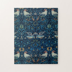 William Morris Blå Fåglar Blommig Gobeläng Klassik Pussel