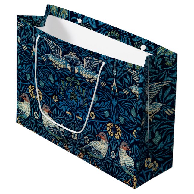 William Morris Blå Fåglar Blommig Gobeläng Klassis (Framsidan Vinklad)