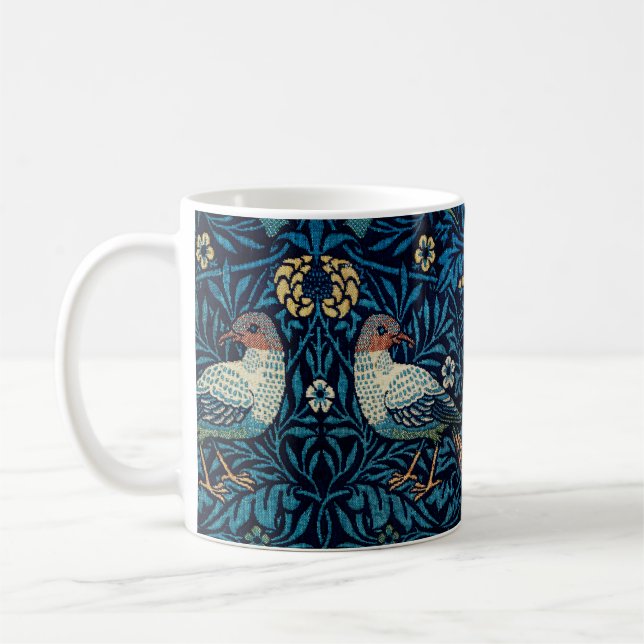 William Morris Blå Fåglar Blommig Gobeläng Klassis Kaffemugg (Vänster)