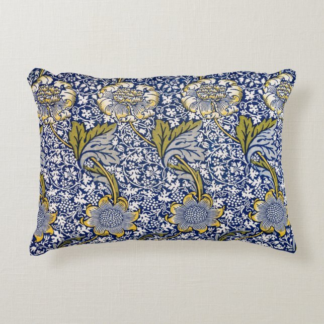 William Morris Blå Gula Blommor Kudde (Framsidan)