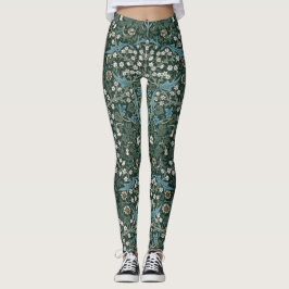 William Morris Blå Vit och Grön Blommig Leggings