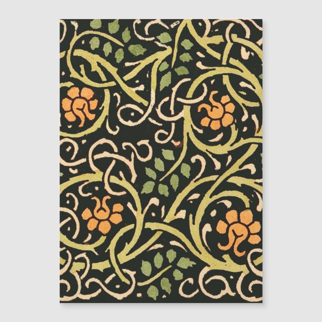 William Morris Black Blommigt Art Print Design (Framsida)