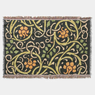 William Morris Black Blommigt Art Print Design Filt