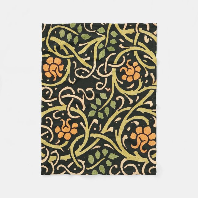 William Morris Black Blommigt Art Print Design Fleecefilt (Framsidan)