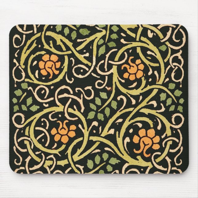 William Morris Black Blommigt Art Print Design Musmatta (Framsidan)