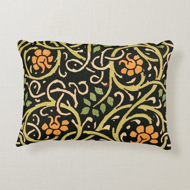 William Morris Black Blommigt Art Print Design Prydnadskudde (Baksidan)