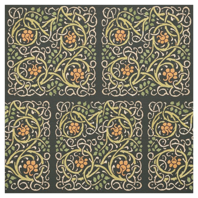 William Morris Black Blommigt Art Print Design Tyg (Provkarta)